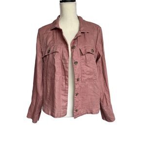 Joie Women's Pink Linen Jacket Size M Button-Down Casual Spring